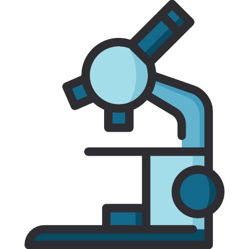Microscopio stilizzato blu con contorno nero